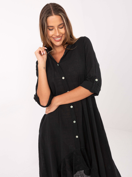 Czarna sukienka szmizjerka z rękawem 3/4 OCH BELLA