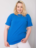 Tamsiai mėlyna juostuota bluzonė plus size Stella.