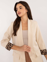 Hurt Jasnobeżowa damska marynarka bez zapięcia