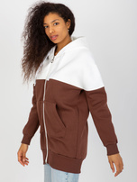 Hurt Ecru-brązowa dresowa długa bluza basic z suwakiem