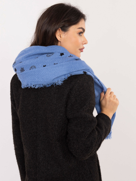 Hurtownia Niebieski damski szal z frędzlami