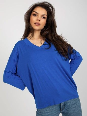 Hurt Dunkelblaue Damen Basic-Bluse mit 3/4-Ärmel.