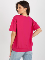 Hurtownia Fuksjowa damska bluzka oversize z bawełny