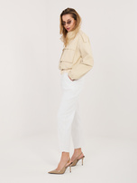 Ecru sztruksowe spodnie ze zwężaną nogawką 