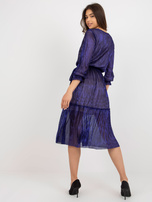 Hurt Granatowa sukienka koktajlowa z szeroką falbaną