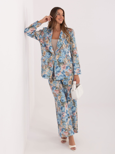 Jasnoniebieska damska marynarka w kwiaty RUE PARIS