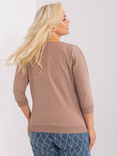 Hurt Ciemnobeżowa damska bluzka plus size z rękawem 3/4
