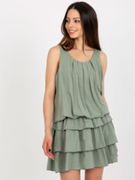Hurtownia Khaki mini sukienka z falbanami OCH BELLA
