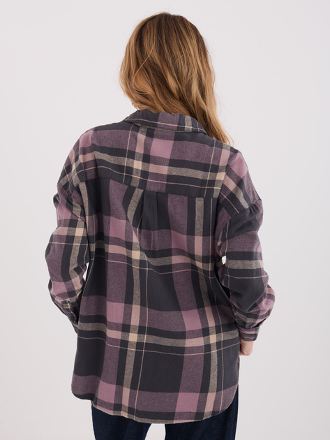 Jasnoszaro-różowa flanelowa koszula w kratę STITCH & SOUL