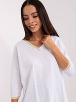 Hurt Biała bluzka oversize z dekoltem V RUE PARIS