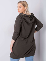 Ciemna khaki bluza plus size z kapturem Fantasy