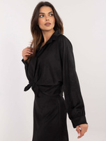 Hurtownia online Czarna koszula oversize w kwiaty 