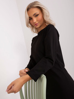 Hurtownia Czarna codzienna sukienka z falbaną