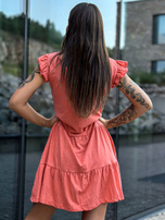Hurtownia Koralowa sukienka damska bawełniana z falbaną MAYFLIES