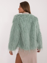 Hurt Pistacjowa damska kurtka futrzana z podszewką