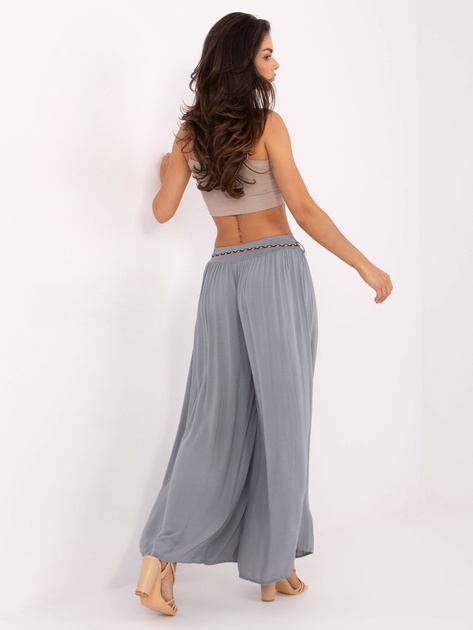 Szare letnie spodnie z cienkim paskiem Surie OCH BELLA