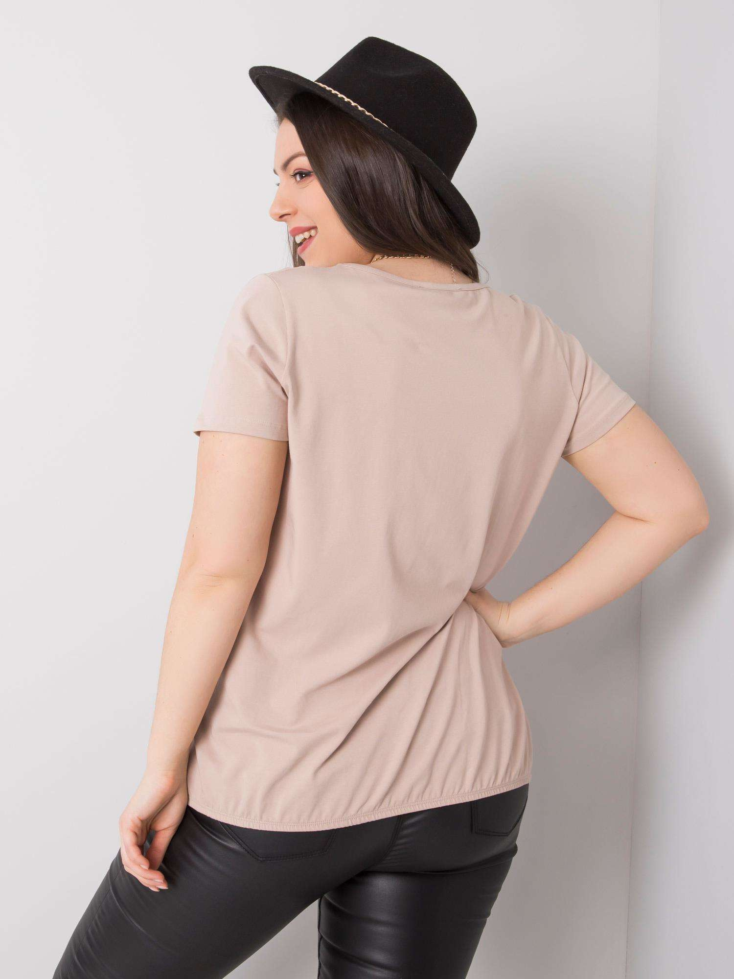 Beżowa bluzka plus size z bawełny Celeste
