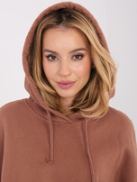 Jasnobrązowa dresowa sukienka z gumką na dole