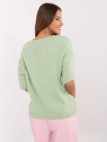 Hurt Pistacjowy sweter oversize w jednolitym kolorze