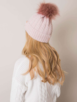 Jasnoróżowa czapka damska RUE PARIS