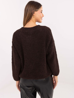 Czekoladowy sweter boucle z suwakiem RUE PARIS 