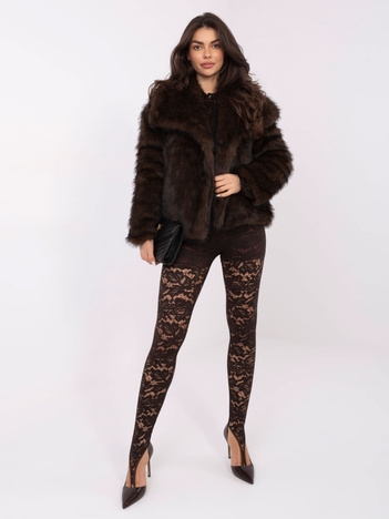 Brązowe eleganckie legginsy z koronki