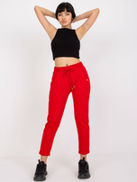Red basic sweatpants with pockets.