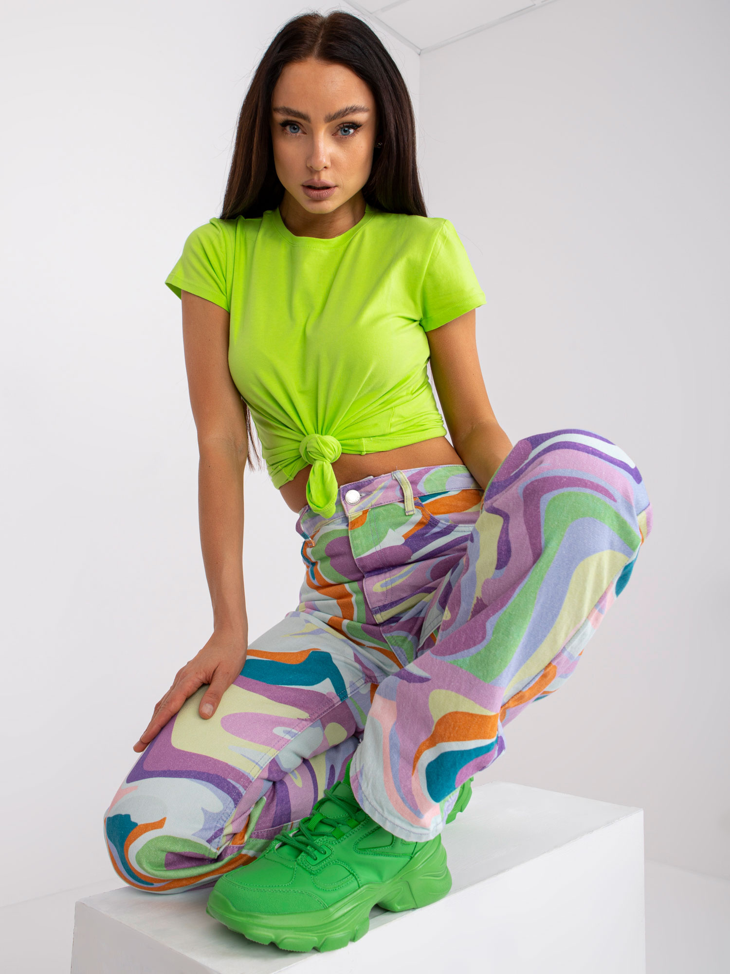 Fluo zielony t-shirt basic Peachy