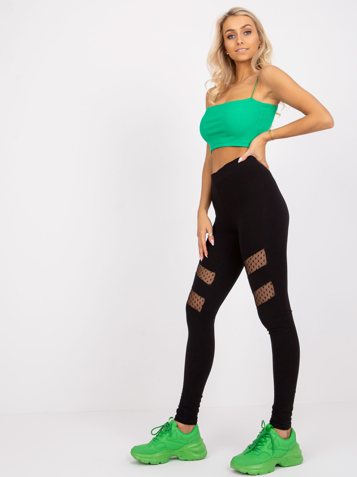 Annie RUE PARIS Black Mesh Leggings