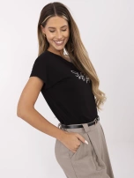 Czarny damski t-shirt z wiskozy SUBLEVEL 
