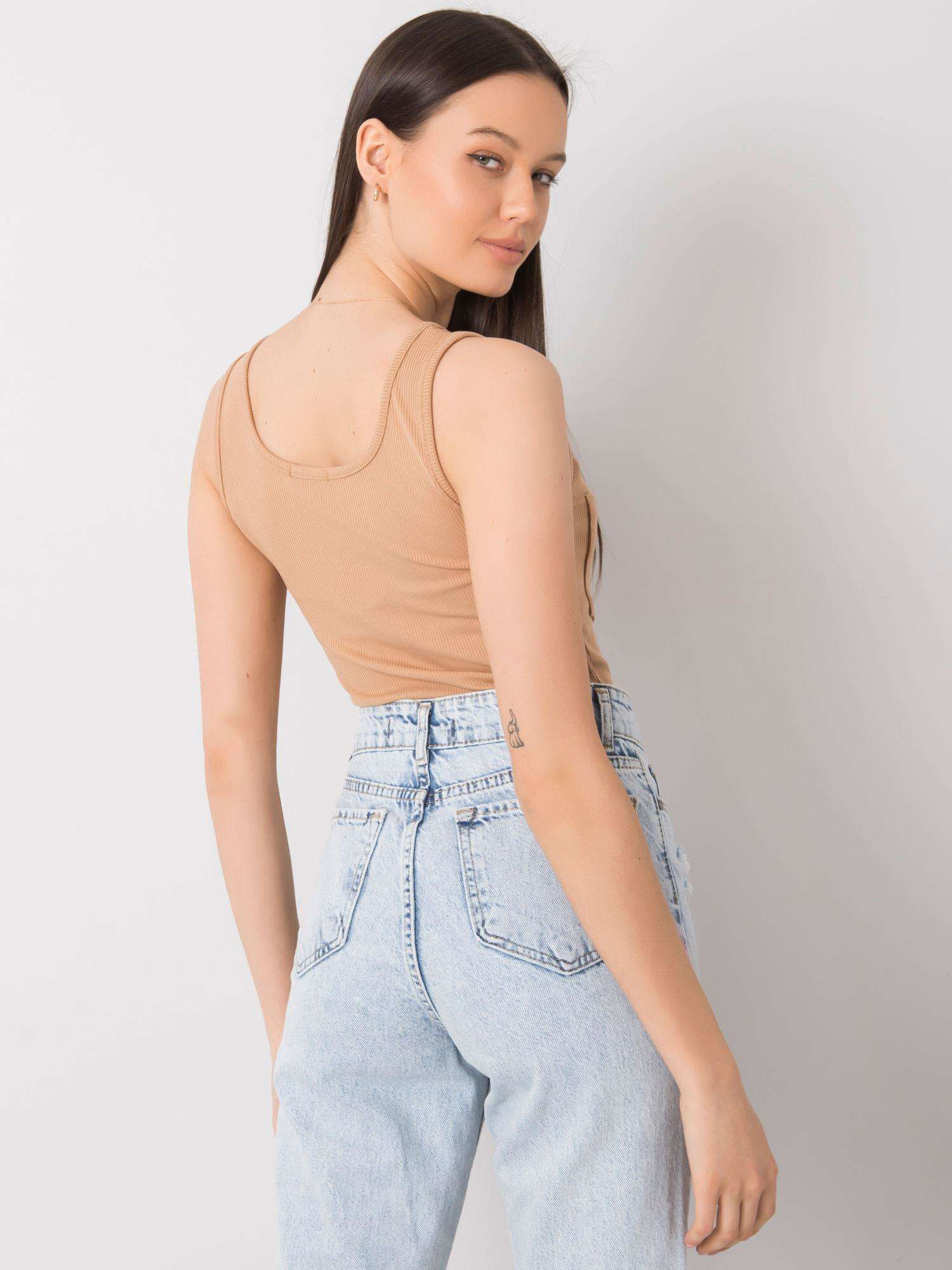 Camelowy top z kieszonkami Rosalind