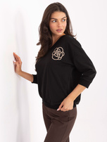 Czarna bawełniana bluzka z dekoltem V