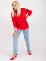 Czerwona bluzka plus size z bawełny Pearl