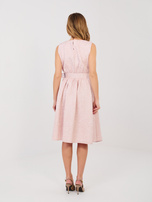 Pastel pink cocktail dress with a brooch RUE PARIS.