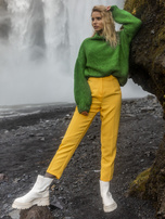 Hurtownia internetowa Ciemnożółte spodnie z materiału z prostą nogawką