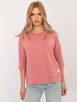 Hurt Brudnoróżowa damska bluzka basic z rękawem 3/4