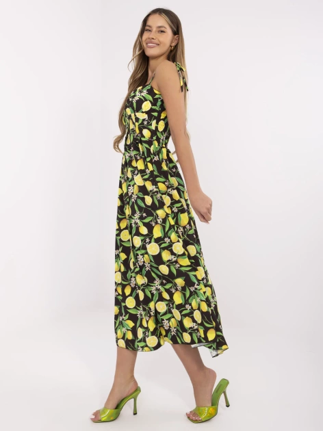 Czarno-żółta sukienka z usztywnianymi miseczkami