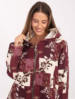 Bordowa pikowana kurtka z kieszeniami 