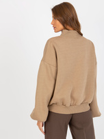 Hurt Ciemnobeżowa dresowa bluza z nadrukiem i golfem