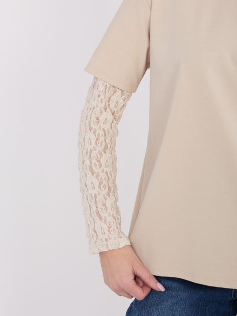 Beżowa casualowa bluzka z bawełny