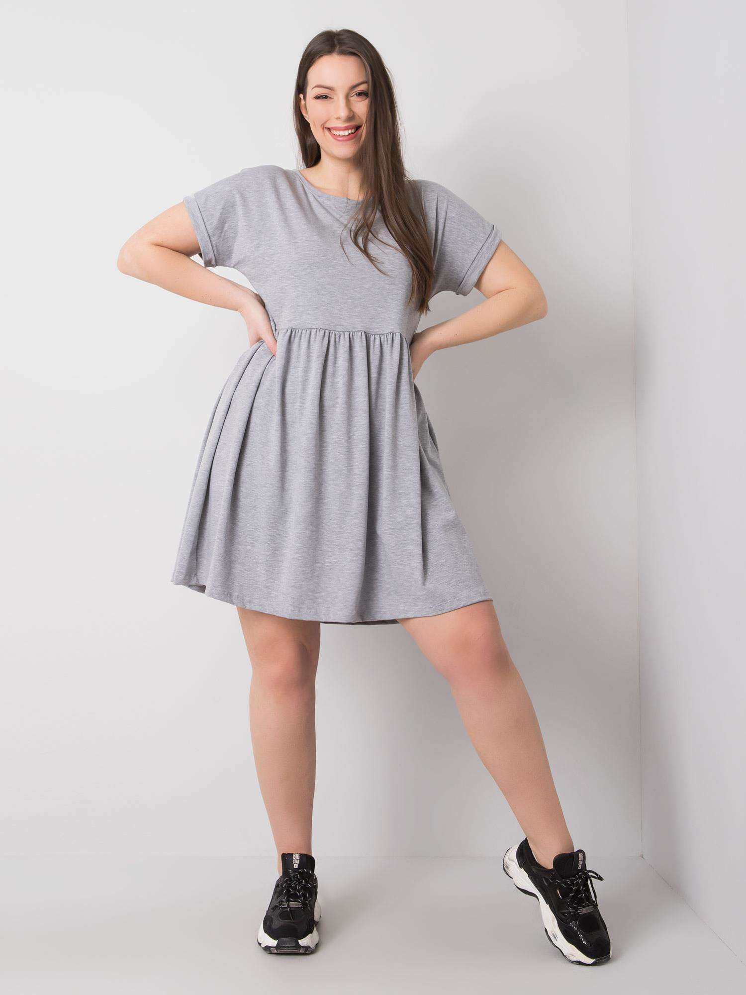 Szara melanżowa bawełniana sukienka plus size Molly