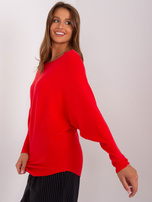 Hurt Czerwony sweter oversize o kroju nietoperza 