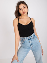 Czarny top z bawełny prążkowanej Alla OCH BELLA