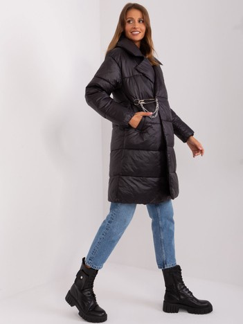Hurt Black down winter jacket with quilting.