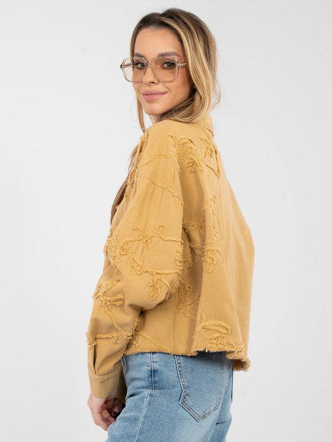 Camelowa jeansowa kurtka z kieszenią RUE PARIS