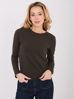 Czekoladowa damska bluzka basic z bawełny