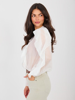 Biała prześwitująca koszula z falbanami 