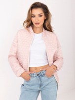 Jasnoróżowa przejściowa kurtka z suwakiem