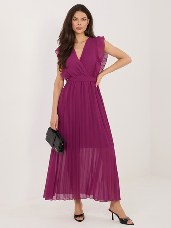 Ciemnofioletowa plisowana sukienka bez rękawów RUE PARIS