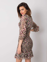 Jasnobeżowa sukienka w kwiaty Alaina RUE PARIS